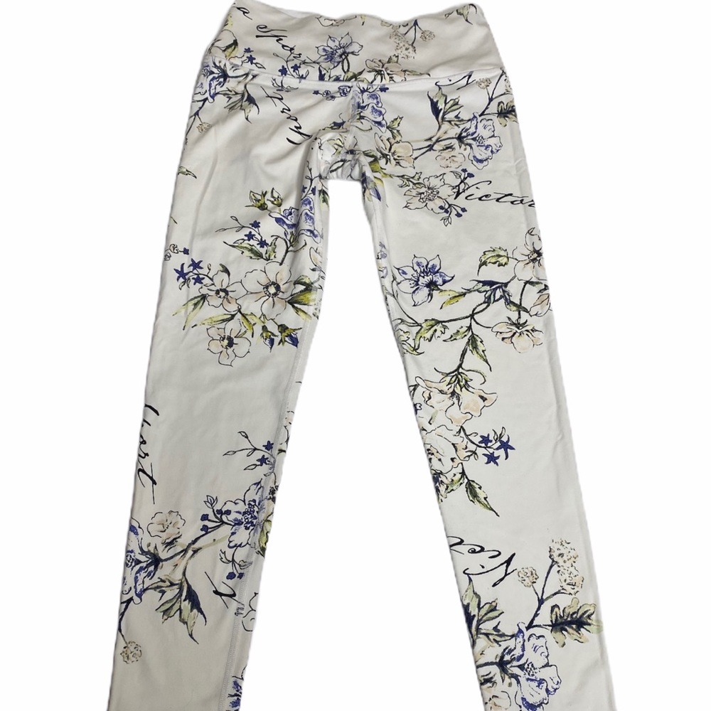 Victoria Sport 🌸 VS White Floral Print Legging Tights Size Medium